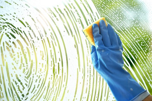 Professional office cleaning in a bright reception area