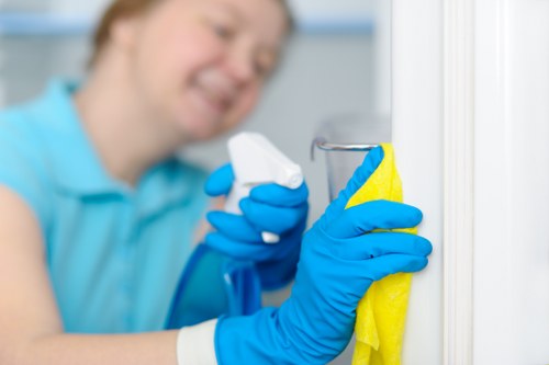Deep cleaning a bathroom during move in cleaning