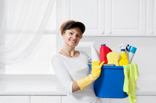 Airbnb kitchen turnover cleaning with polished appliances