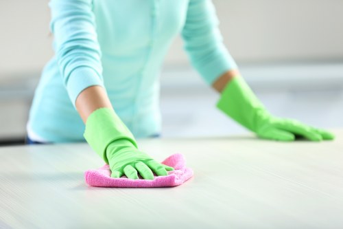 Close-up of stain removal on a mattress surface