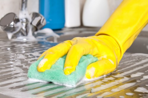 High-touch surfaces being sanitized during deep cleaning